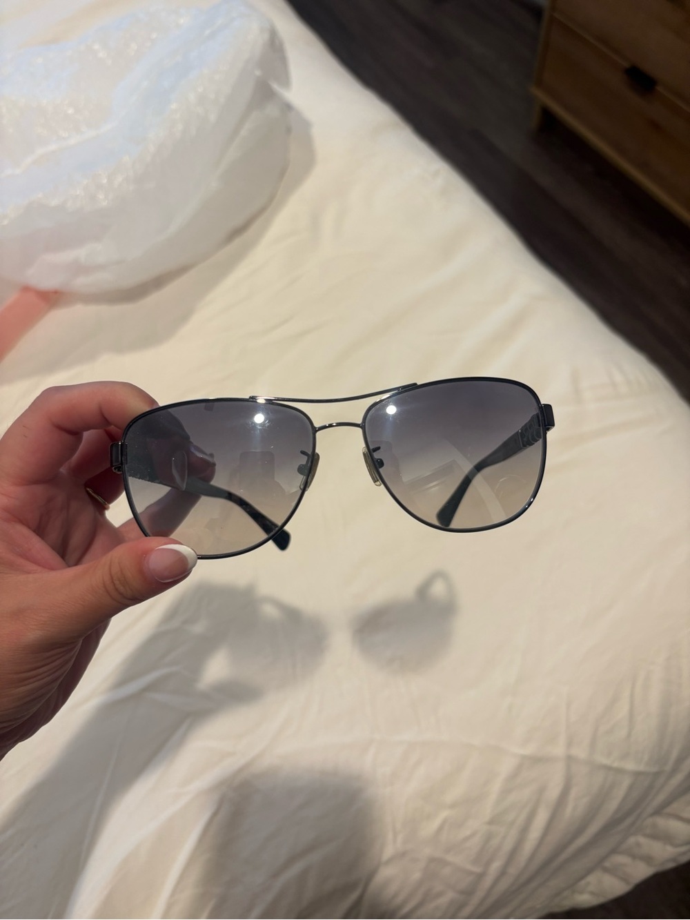 Coach Aviator Sunglasses with Gradient Smoke Lenses